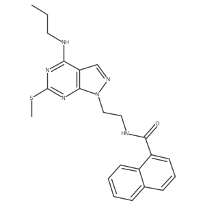 N-(2-(6-(methylthio)-4-(propylamino)-1H-pyrazolo[3,4-d]pyrimidin-1-yl)ethyl)-1-naphthamide结构式