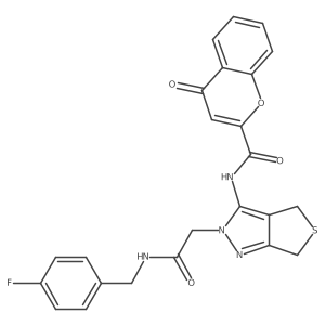 O=C(Cn1nc2c(c1NC(=O)c1cc(=O)c3ccccc3o1)CSC2)NCc1ccc(F)cc1结构式