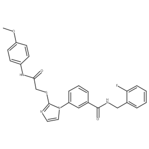 N-(2-fluorobenzyl)-3-(2-((2-((4-methoxyphenyl)amino)-2-oxoethyl)thio)-1H-imidazol-1-yl)benzamide结构式