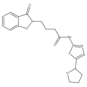 4-(3-oxo-1,2-benzothiazol-2(3H)-yl)-N-[(2Z)-5-(tetrahydrofuran-2-yl)-1,3,4-thiadiazol-2(3H)-ylidene]butanamide Structure