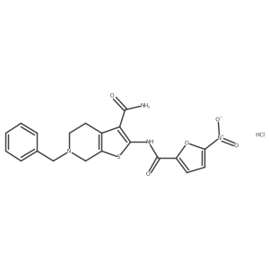 6-Benzyl-2-(5-nitrofuran-2-carboxamido)-4,5,6,7-tetrahydrothieno[2,3-c]pyridine-3-carboxamide hydrochloride Structure