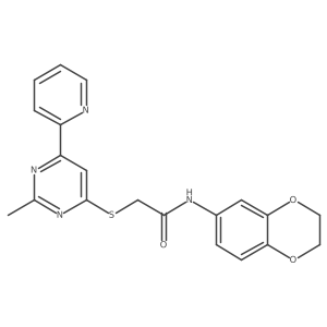 N-(2,3-dihydrobenzo[b][1,4]dioxin-6-yl)-2-((2-methyl-6-(pyridin-2-yl)pyrimidin-4-yl)thio)acetamide Structure
