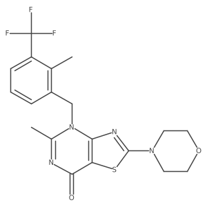 Thiazolo[4,5-d]pyrimidin-7(4H)-one, 5-methyl-4-[[2-methyl-3-(trifluoromethyl)phenyl]methyl]-2-(4-morpholinyl)- Structure