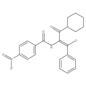 N-[(Z)-2-chloro-2-phenyl-1-(piperidine-1-carbonyl)vinyl]-4-nitro-benzamide Structure
