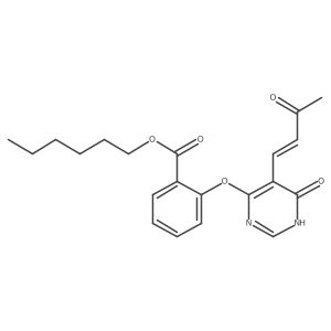 (E)-hexyl 2-(6-hydroxy-5-(3-oxobut-1-enyl)pyrimidin-4-yloxy)benzoate结构式