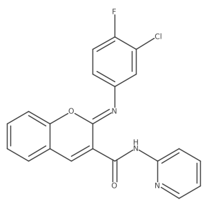 (2Z)-2-[(3-chloro-4-fluorophenyl)imino]-N-(pyridin-2-yl)-2H-chromene-3-carboxamide Structure
