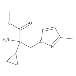 methyl 2-amino-2-cyclopropyl-3-(3-methyl-1H-pyrazol-1-yl)propanoate结构式