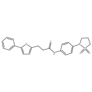 N-[4-(1,1-dioxido-1,2-thiazolidin-2-yl)phenyl]-3-(5-phenyl-1,3-oxazol-2-yl)propanamide Structure