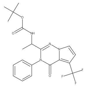Carbamic acid, N-[(1S)-1-[3,4-dihydro-4-oxo-3-phenyl-5-(trifluoromethyl)pyrrolo[2,1-f][1,2,4]triazin-2-yl]ethyl]-, 1,1-dimethylethyl ester结构式