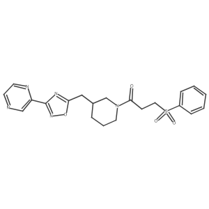 3-(Phenylsulfonyl)-1-(3-((3-(pyrazin-2-yl)-1,2,4-oxadiazol-5-yl)methyl)piperidin-1-yl)propan-1-one Structure