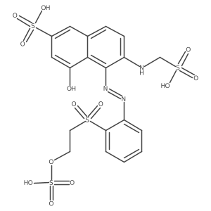 4-Hydroxy-6-((sulfomethyl)amino)-5-((2-((2-(sulfooxy)ethyl)sulfonyl)phenyl)diazenyl)-2-naphthalenesulfonic acid结构式