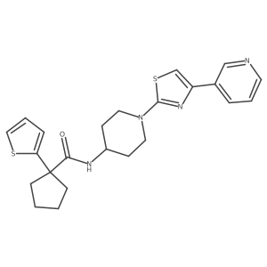 N-(1-(4-(pyridin-3-yl)thiazol-2-yl)piperidin-4-yl)-1-(thiophen-2-yl)cyclopentanecarboxamide结构式