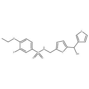 4-ethoxy-3-fluoro-N-((5-(hydroxy(thiophen-3-yl)methyl)thiophen-2-yl)methyl)benzenesulfonamide结构式