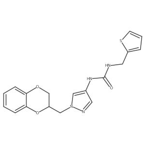 1-(1-((2,3-dihydrobenzo[b][1,4]dioxin-2-yl)methyl)-1H-pyrazol-4-yl)-3-(thiophen-2-ylmethyl)urea结构式