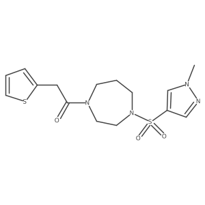 1-(4-((1-methyl-1H-pyrazol-4-yl)sulfonyl)-1,4-diazepan-1-yl)-2-(thiophen-2-yl)ethanone Structure