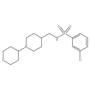 3-chloro-N-((1-(tetrahydro-2H-thiopyran-4-yl)piperidin-4-yl)methyl)benzenesulfonamide结构式