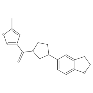 3-[3-(2,3-Dihydro-1-benzofuran-5-yl)pyrrolidine-1-carbonyl]-5-methyl-1,2-oxazole结构式