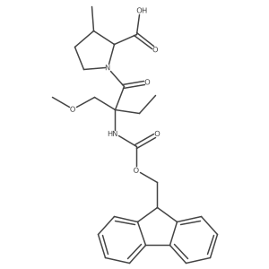 1-[2-({[(9H-fluoren-9-yl)methoxy]carbonyl}amino)-2-(methoxymethyl)butanoyl]-3-methylpyrrolidine-2-carboxylic acid结构式