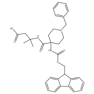 3-{[1-benzyl-4-({[(9H-fluoren-9-yl)methoxy]carbonyl}amino)piperidin-4-yl]formamido}-3-methylbutanoic acid Structure