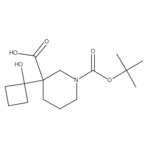 1-[(Tert-butoxy)carbonyl]-3-(1-hydroxycyclobutyl)piperidine-3-carboxylic acid结构式