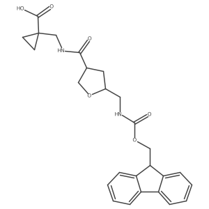 rac-1-({[(3R,5R)-5-[({[(9H-fluoren-9-yl)methoxy]carbonyl}amino)methyl]oxolan-3-yl]formamido}methyl)cyclopropane-1-carboxylic acid结构式