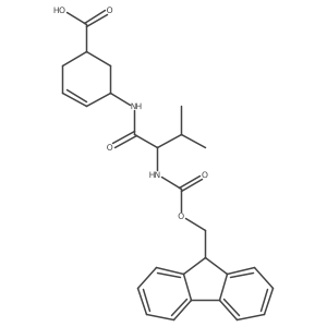 rac-(1R,5S)-5-[2-({[(9H-fluoren-9-yl)methoxy]carbonyl}amino)-3-methylbutanamido]cyclohex-3-ene-1-carboxylic acid Structure