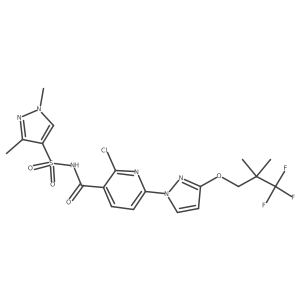 2-chloro-N-((1,3-dimethyl-1H-pyrazol-4-yl)sulfonyl)-6-(3-(3,3,3-trifluoro-2,2-dimethylpropoxy)-1H-pyrazol-1-yl)nicotinamide结构式