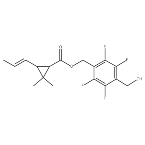 2,3,5,6-Tetrafluoro-4-(hydroxymethyl)benzyl (1R,3R)-2,2-dimethyl-3-[(1E)-prop-1-en-1-yl]cyclopropanecarboxylate结构式