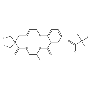(3E,10S)-10-methyl-2,5,7,8,9,10,11,12-octahydrospiro[1,8,11-benzoxadiazacyclotetradecine-6,3'-pyrrolidin]-3-ene-7,12-dione; trifluoroacetic acid Structure