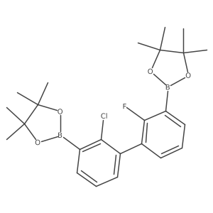 2,2'-(2-Chloro-2'-fluoro-[1,1'-biphenyl]-3,3'-diyl)bis(4,4,5,5-tetramethyl-1,3,2-dioxaborolane)结构式