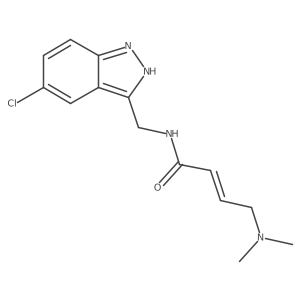 (2E)-N-[(5-chloro-1H-indazol-3-yl)methyl]-4-(dimethylamino)but-2-enamide结构式