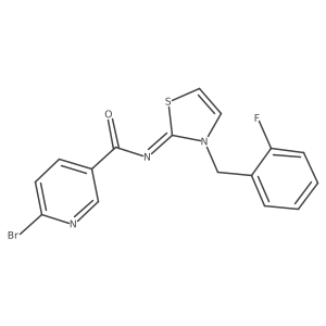 6-Bromo-N-[3-[(2-fluorophenyl)methyl]-1,3-thiazol-2-ylidene]pyridine-3-carboxamide结构式
