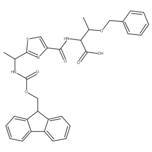 (2R,3S)-3-(benzyloxy)-2-({2-[1-({[(9H-fluoren-9-yl)methoxy]carbonyl}amino)ethyl]-1,3-thiazol-4-yl}formamido)butanoic acid Structure