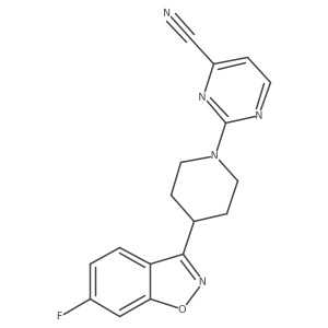 2-[4-(6-Fluoro-1,2-benzoxazol-3-yl)piperidin-1-yl]pyrimidine-4-carbonitrile结构式