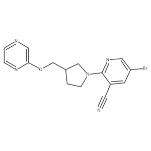 5-Bromo-2-{3-[(pyrazin-2-yloxy)methyl]pyrrolidin-1-yl}pyridine-3-carbonitrile Structure