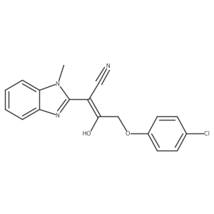 (E)-4-(4-chlorophenoxy)-2-(1-methyl-1H-benzo[d]imidazol-2(3H)-ylidene)-3-oxobutanenitrile Structure