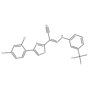 (E)-4-(2,4-dichlorophenyl)-N'-(3-(trifluoromethyl)phenyl)thiazole-2-carbohydrazonoyl cyanide Structure