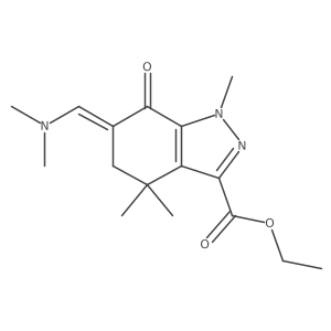 Ethyl 6-[(dimethylamino)methylene]-4,5,6,7-tetrahydro-1,4,4-trimethyl-7-oxo-1H-indazole-3-carboxylate结构式