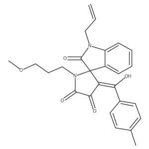 4'-hydroxy-1'-(3-methoxypropyl)-3'-[(4-methylphenyl)carbonyl]-1-(prop-2-en-1-yl)spiro[indole-3,2'-pyrrole]-2,5'(1H,1'H)-dione Structure