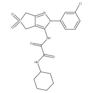 N1-(2-(3-chlorophenyl)-5,5-dioxido-4,6-dihydro-2H-thieno[3,4-c]pyrazol-3-yl)-N2-cyclohexyloxalamide结构式