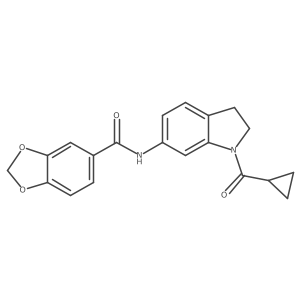N-(1-cyclopropanecarbonyl-2,3-dihydro-1H-indol-6-yl)-2H-1,3-benzodioxole-5-carboxamide结构式