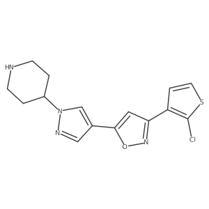 3-(2-chlorothiophen-3-yl)-5-(1-(piperidin-4-yl)-1H-pyrazol-4-yl)isoxazole结构式