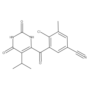 4-Chloro-3-(5-isopropyl-2,6-dioxo-1,2,3,6-tetrahydro-pyrimidine-4-carbonyl)-5-methyl-benzonitrile结构式