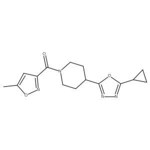 (4-(5-Cyclopropyl-1,3,4-oxadiazol-2-yl)piperidin-1-yl)(5-methylisoxazol-3-yl)methanone结构式