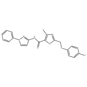 Cc1nc(COc2ccc(Cl)cc2)sc1C(=O)Nc1ccn(-c2ccccc2)n1结构式