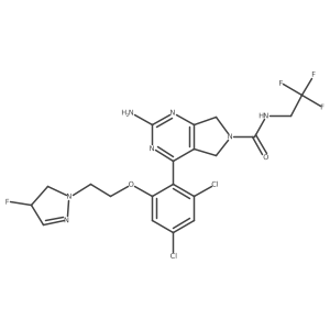2-amino-4-[2,4-dichloro-6-[2-(4-fluoro-3,4-dihydropyrazol-2-yl)ethoxy]phenyl]-N-(2,2,2-trifluoroethyl)-5,7-dihydropyrrolo[3,4-d]pyrimidine-6-carboxamide结构式