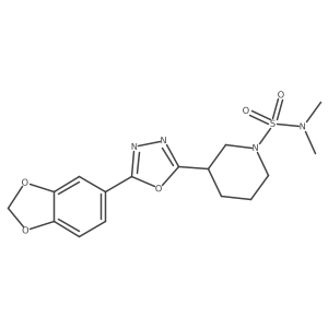 3-(5-(benzo[d][1,3]dioxol-5-yl)-1,3,4-oxadiazol-2-yl)-N,N-dimethylpiperidine-1-sulfonamide Structure