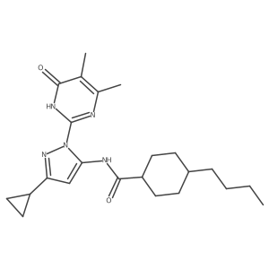 4-butyl-N-(3-cyclopropyl-1-(4,5-dimethyl-6-oxo-1,6-dihydropyrimidin-2-yl)-1H-pyrazol-5-yl)cyclohexanecarboxamide Structure