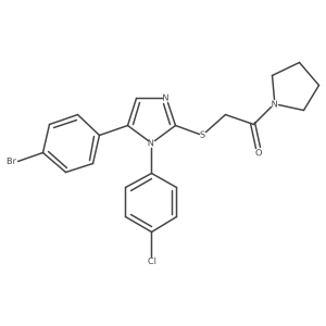 2-((5-(4-bromophenyl)-1-(4-chlorophenyl)-1H-imidazol-2-yl)thio)-1-(pyrrolidin-1-yl)ethanone结构式