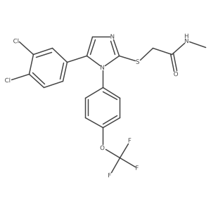 2-((5-(3,4-dichlorophenyl)-1-(4-(trifluoromethoxy)phenyl)-1H-imidazol-2-yl)thio)-N-methylacetamide Structure